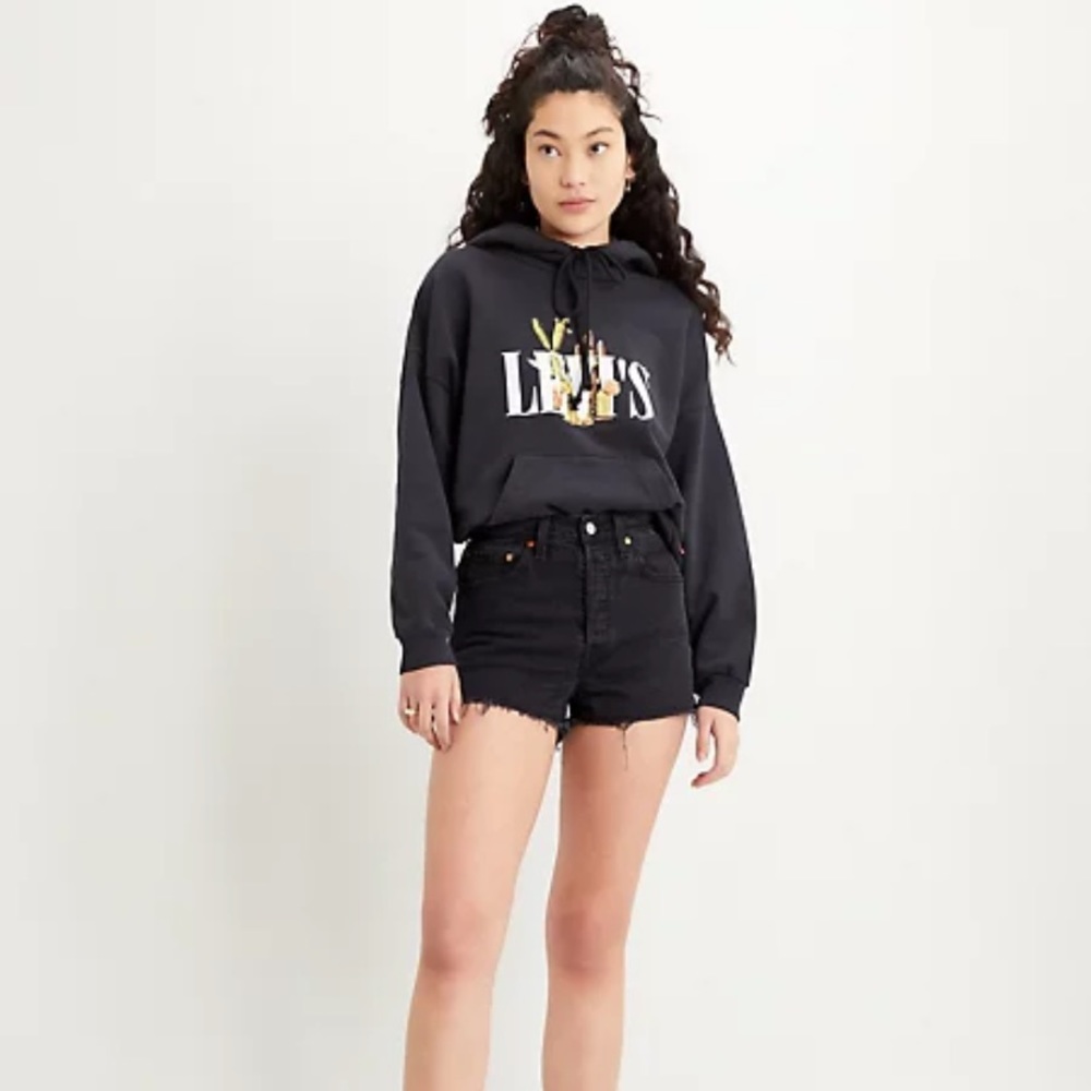 Levis Ribcage Black Shorts